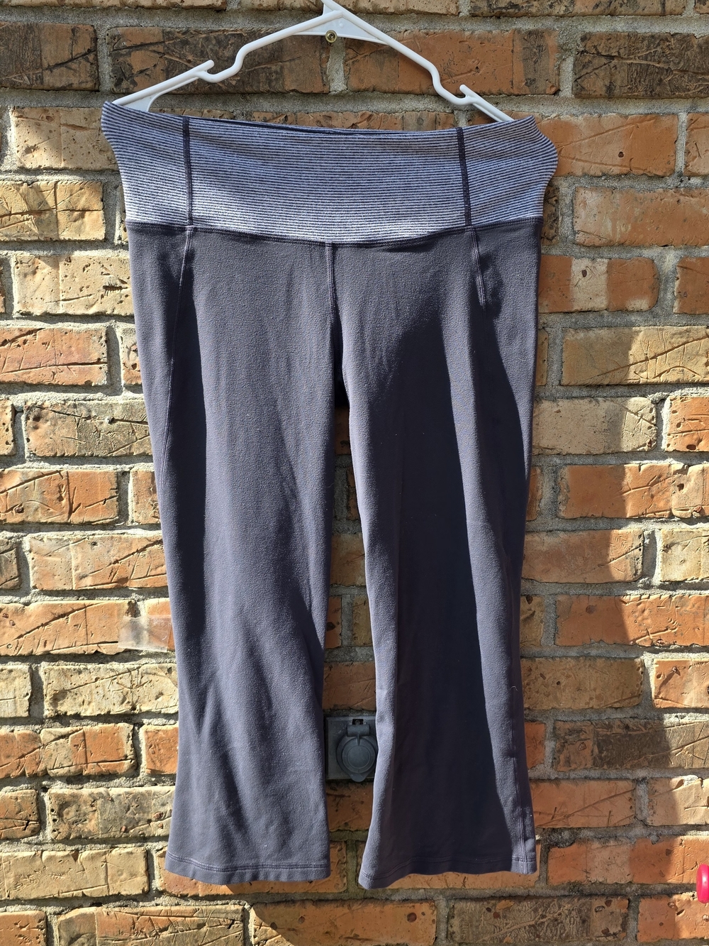 lululemon athletica Gray Capri Yoga Pants with Striped Waistband